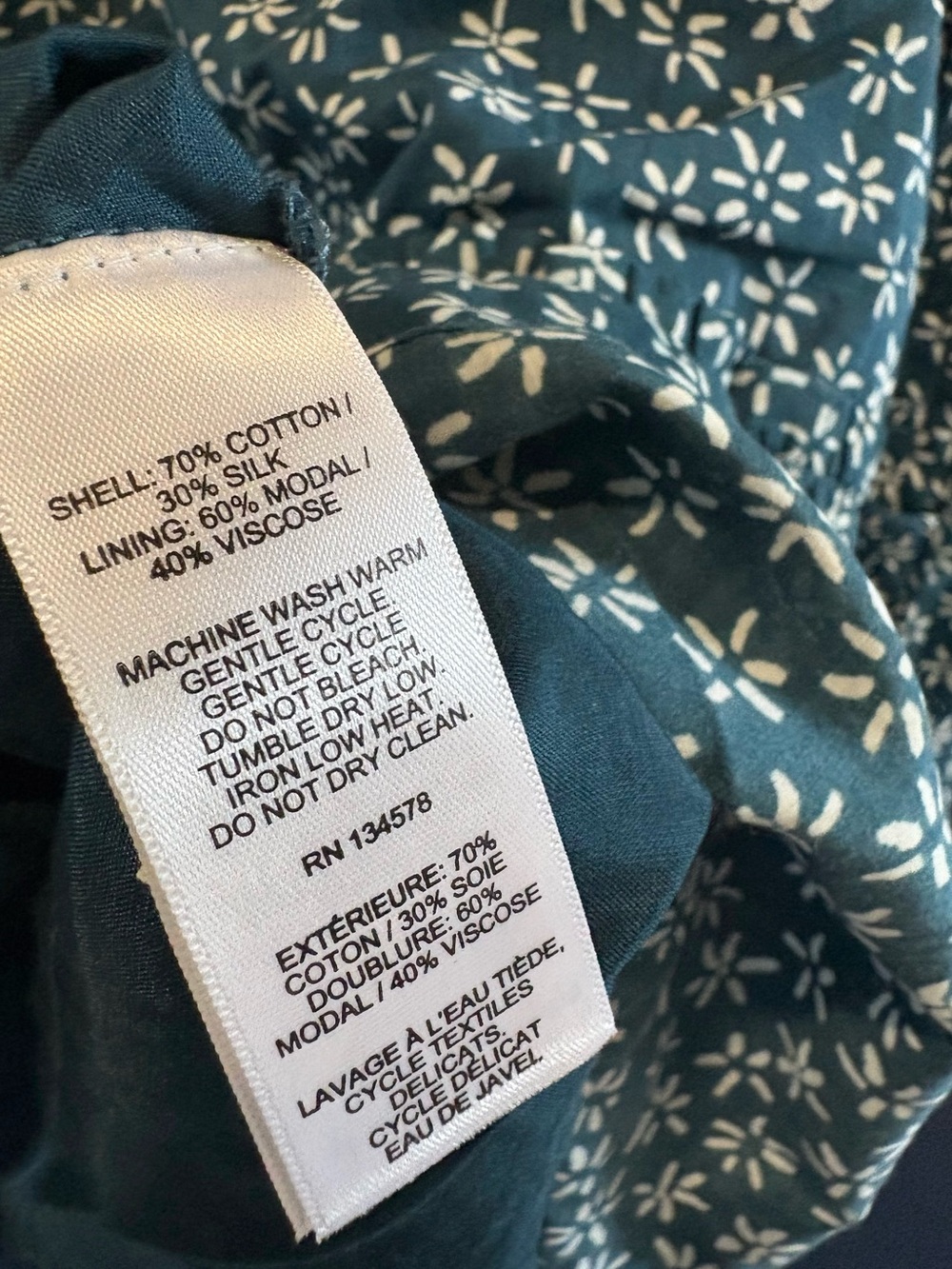 Vineyard Vines Cotton/Silk Blend Floral Tiered Long-Sleeve Dress - Small - Picture 5 of 5